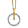 14k Two-tone 1/5 carat Diamond Circle Pendant 18 inch Necklace