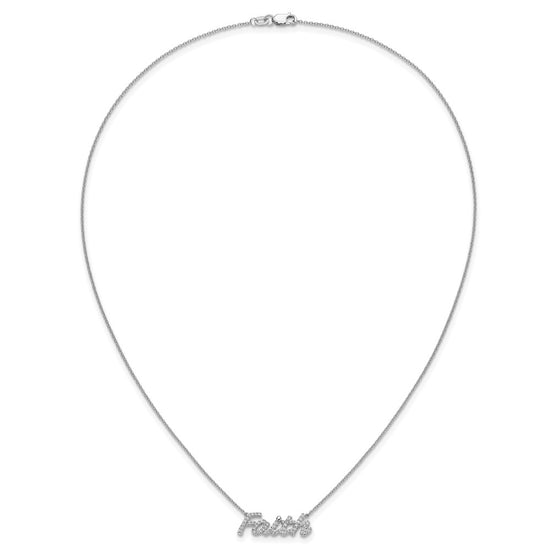 14k White Gold 1/4 carat Diamond FAITH Script 18 inch Necklace