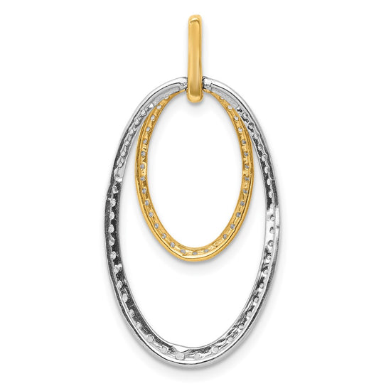 14k Two-tone 1/2 carat Diamond Double Oval Pendant