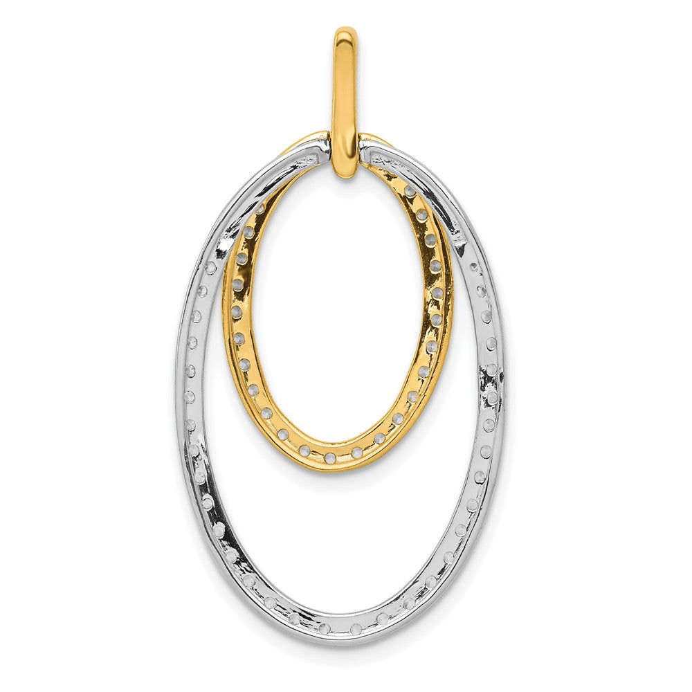 14k Two-tone Diamond Double Oval Pendants