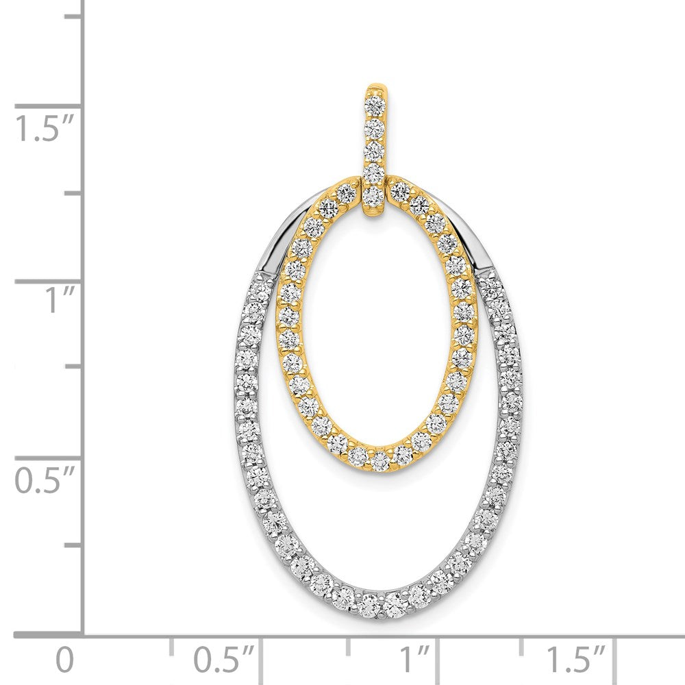 14k Two-tone Diamond Double Oval Pendants