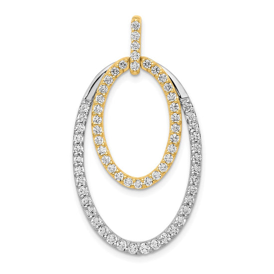 14k Two-tone Diamond Double Oval Pendants