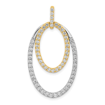 14k Two-tone Diamond Double Oval Pendants