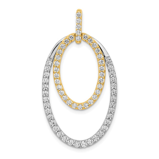 14k Two-tone Diamond Double Oval Pendants