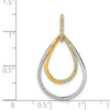 14k Two-tone Polished 1/4 carat Diamond Double Teardrop Pendant