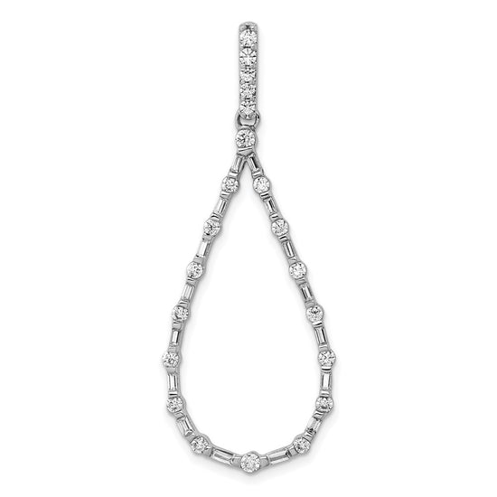 14k White Gold 3/4 carat Diamond Teardrop Pendant