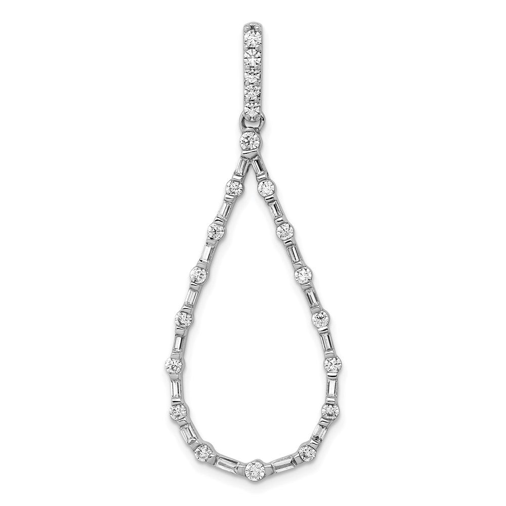 14k White Gold 3/4 carat Diamond Teardrop Pendant