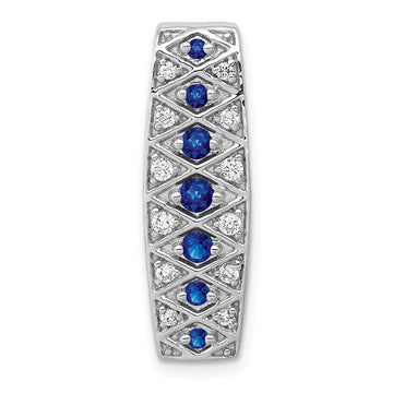 14k White Gold 1/5 carat Diamond and .31 Graduated Sapphire Fancy Chain Slide