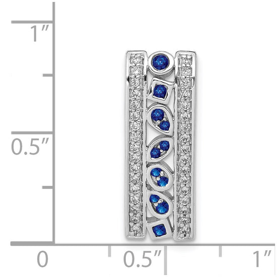 14k White Gold 1/5ct. Diamond and .24 Sapphire Fancy Chain Slide