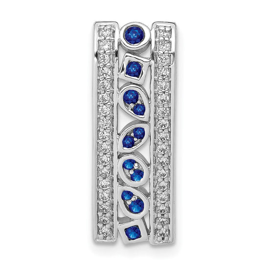 14k White Gold 1/5ct. Diamond and .24 Sapphire Fancy Chain Slide
