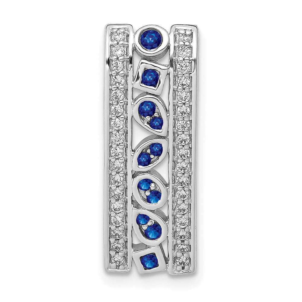 14k White Gold 1/5ct. Diamond and .24 Sapphire Fancy Chain Slide