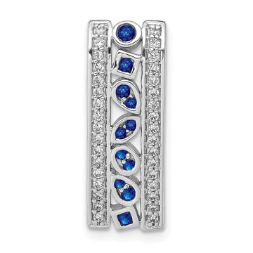 14k White Gold 1/5ct. Diamond and .24 Sapphire Fancy Chain Slide