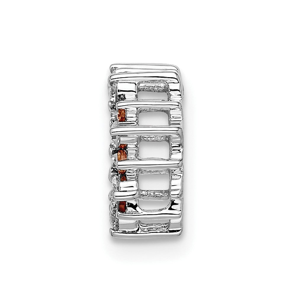 14k White Gold Diamond and .08 Citrine Fancy Circle Chain Slide