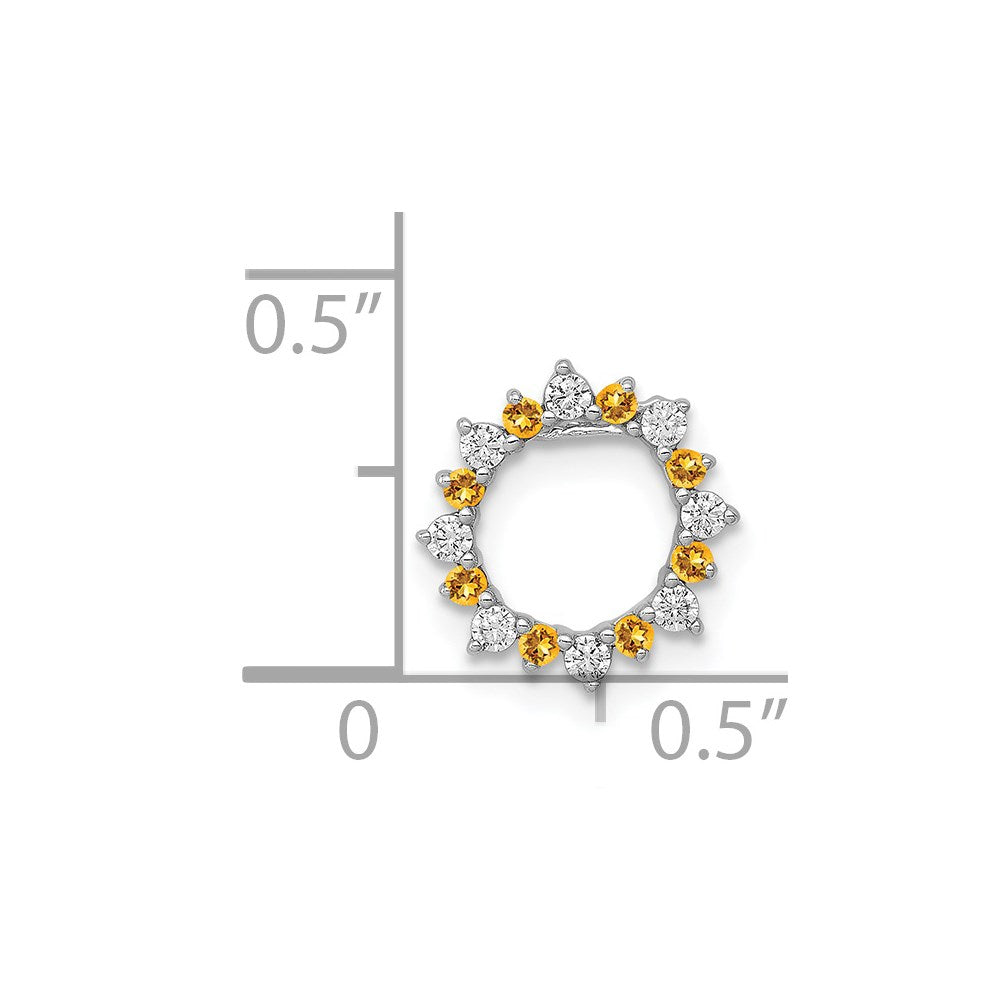 14k White Gold Diamond and .08 Citrine Fancy Circle Chain Slide
