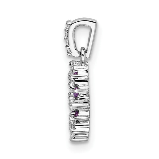 14k White Gold Diamond and .08 Amethyst Fancy Circle Pendant