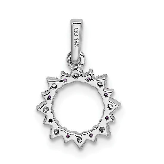 14k White Gold Diamond and .08 Amethyst Fancy Circle Pendant