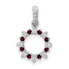 14k White Gold Diamond and .08 Garnet Fancy Circle Pendant