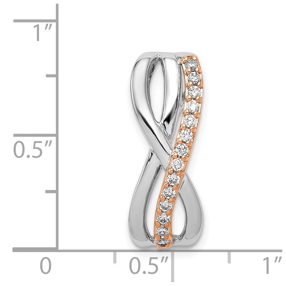 14k Rose and White Gold 1/5 carat Diamond Fancy Twisted Chain Slide