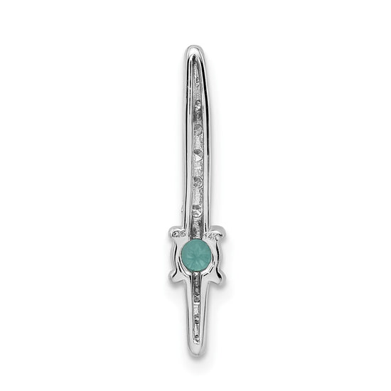 14k White Gold Graduated Diamond and Emerald Fancy Chain Slide
