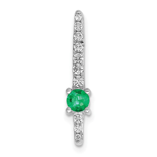 14k White Gold Graduated Diamond and Emerald Fancy Chain Slide