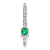 14k White Gold Graduated Diamond and Emerald Fancy Chain Slide
