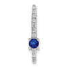 14k White Gold Graduated Diamond and .18 Sapphire Fancy Chain Slide