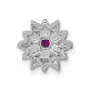 14k White Gold 1/20 carat Diamond and Ruby Flower Chain Slide