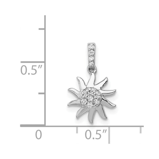 14k White Gold 1/15 carat Diamond Fancy Sun Pendant