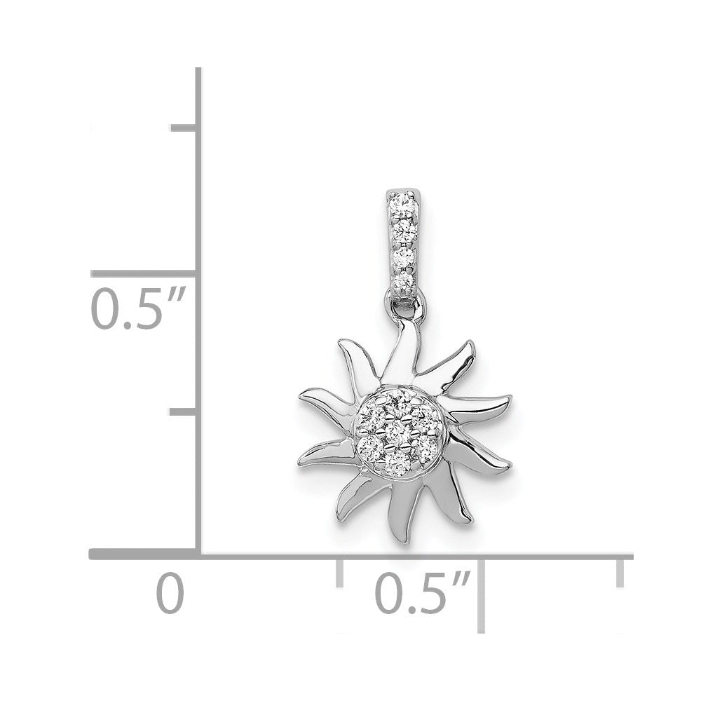 14k White Gold 1/15 carat Diamond Fancy Sun Pendant