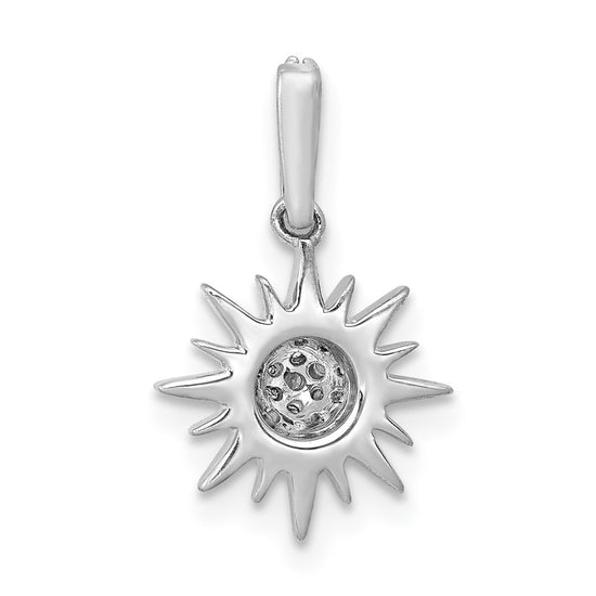 14k White Gold 1/10 carat Diamond Fancy Sun/Star Pendant