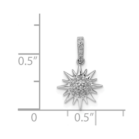 14k White Gold 1/10 carat Diamond Fancy Sun/Star Pendant