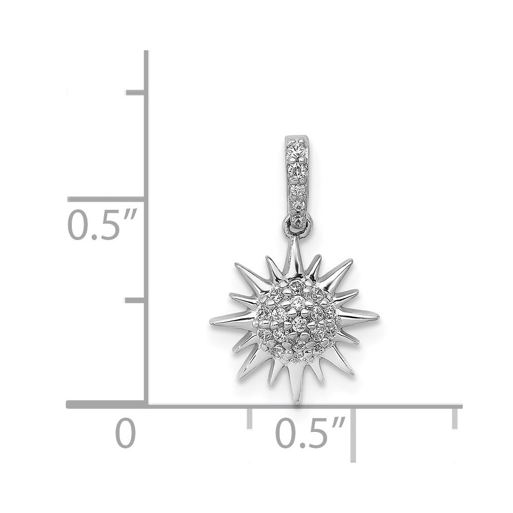 14k White Gold 1/10 carat Diamond Fancy Sun/Star Pendant