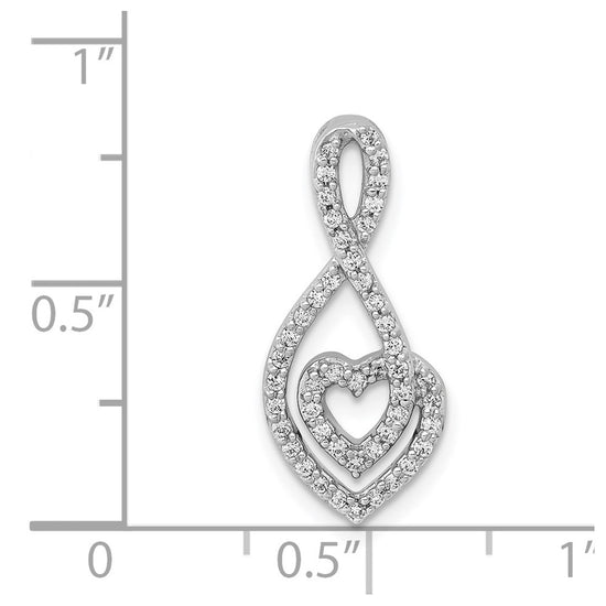 14k White Gold 1/4 carat Diamond Fancy Heart Infinity Chain Slide