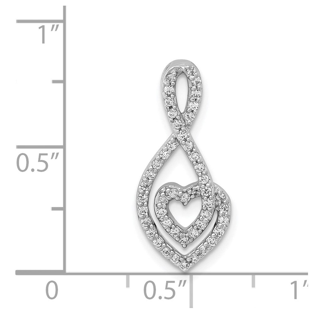 14k White Gold 1/4 carat Diamond Fancy Heart Infinity Chain Slide