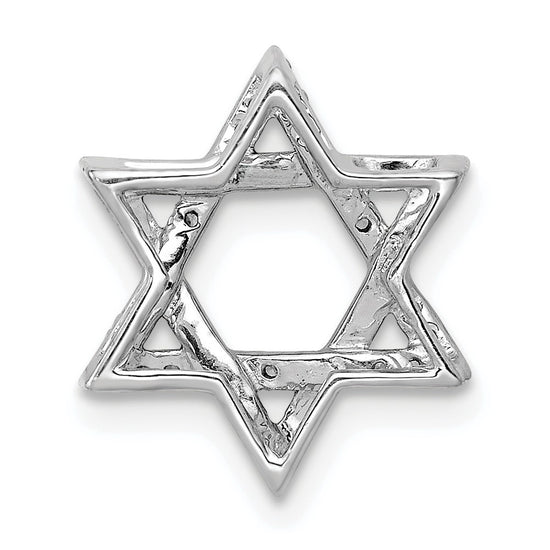14k White Gold 1/10 carat Diamond Star of David Chain Slide