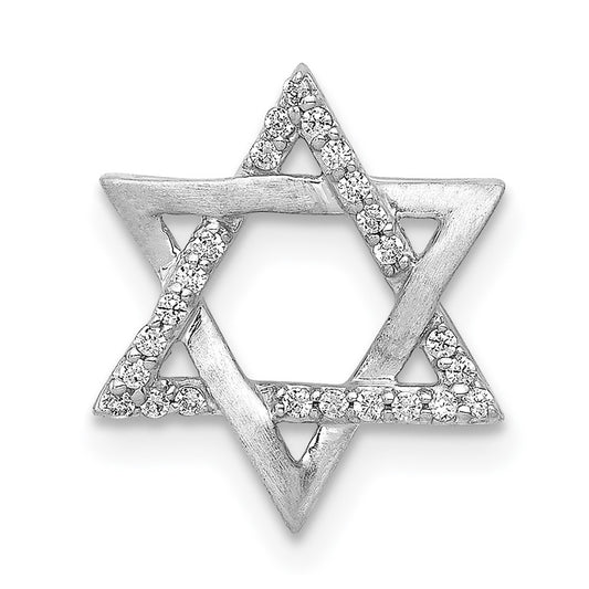 14k White Gold 1/10 carat Diamond Star of David Chain Slide