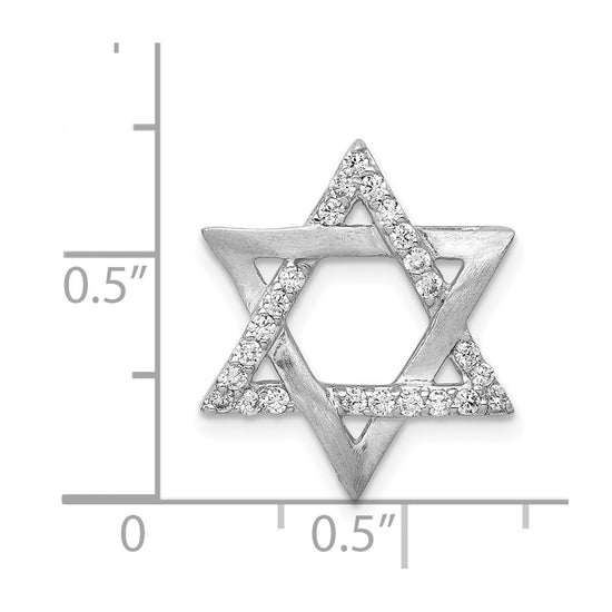14k White Gold 1/4 carat Diamond Star of David Chain Slide