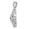 14k White Gold Diamond and 4mm Round Garnet Fancy Vintage Pendant
