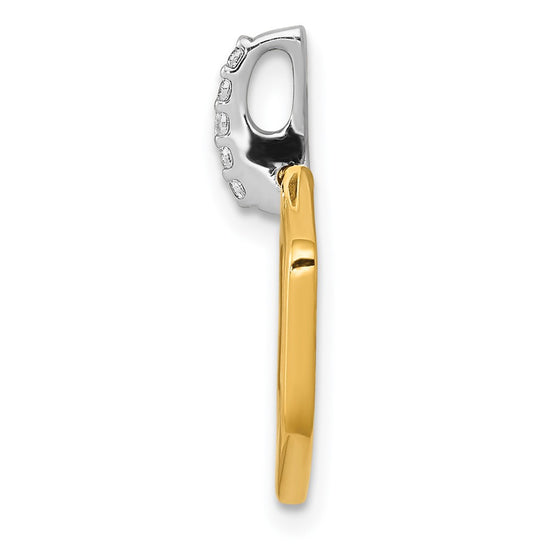 14k Two-tone 1/20 carat Diamond Fancy Hexagon Pendant