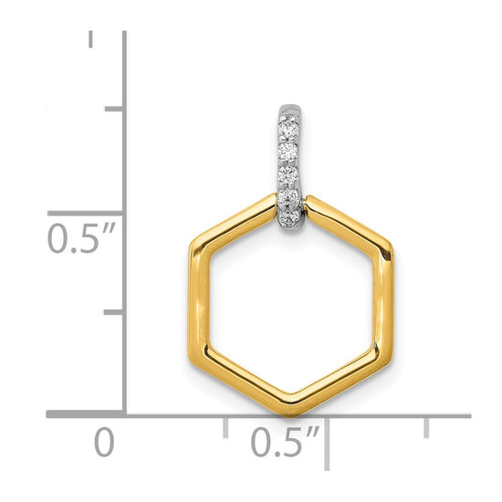 14k Two-tone 1/20 carat Diamond Fancy Hexagon Pendant