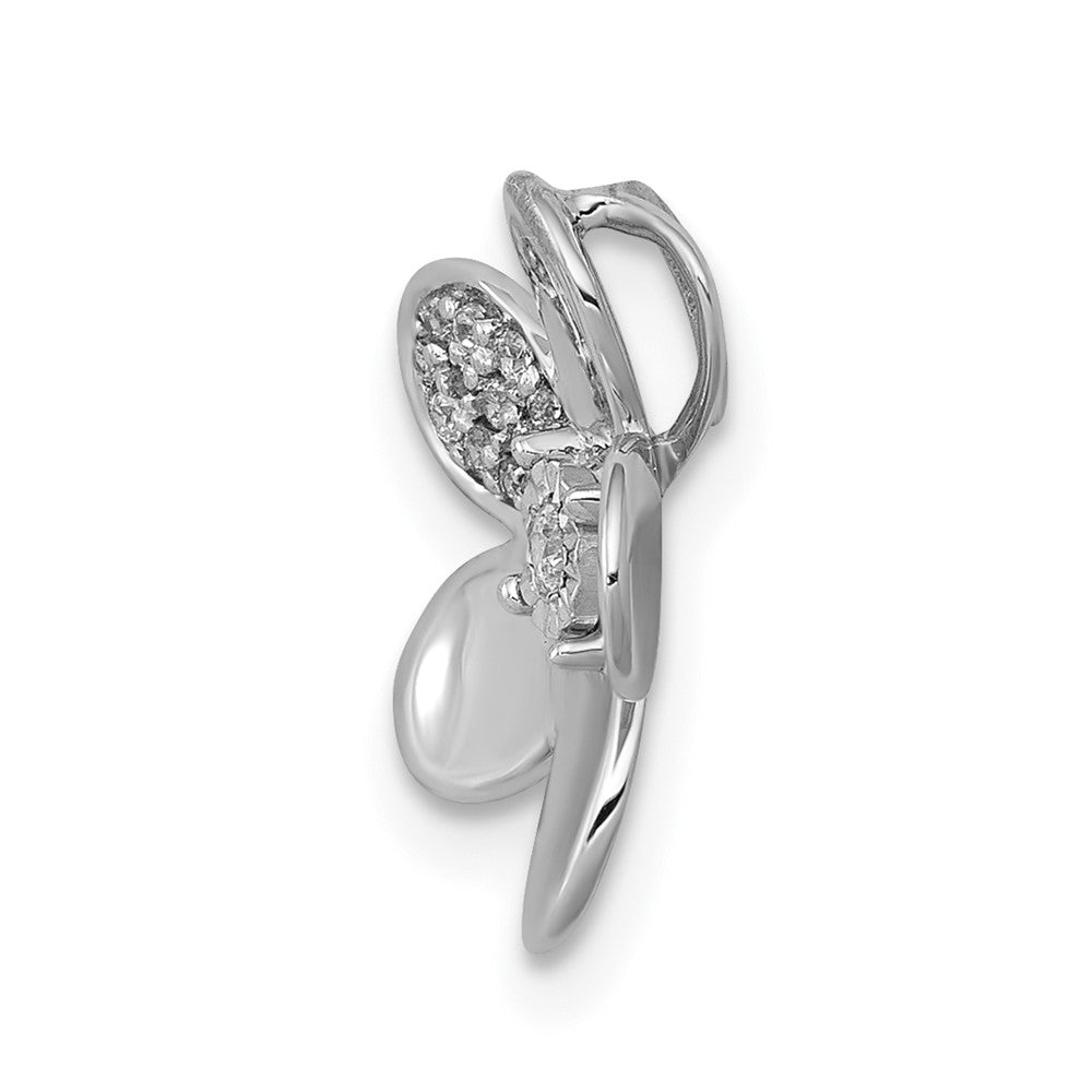 14k White Gold 1/20 carat Diamond Flower Chain Slide