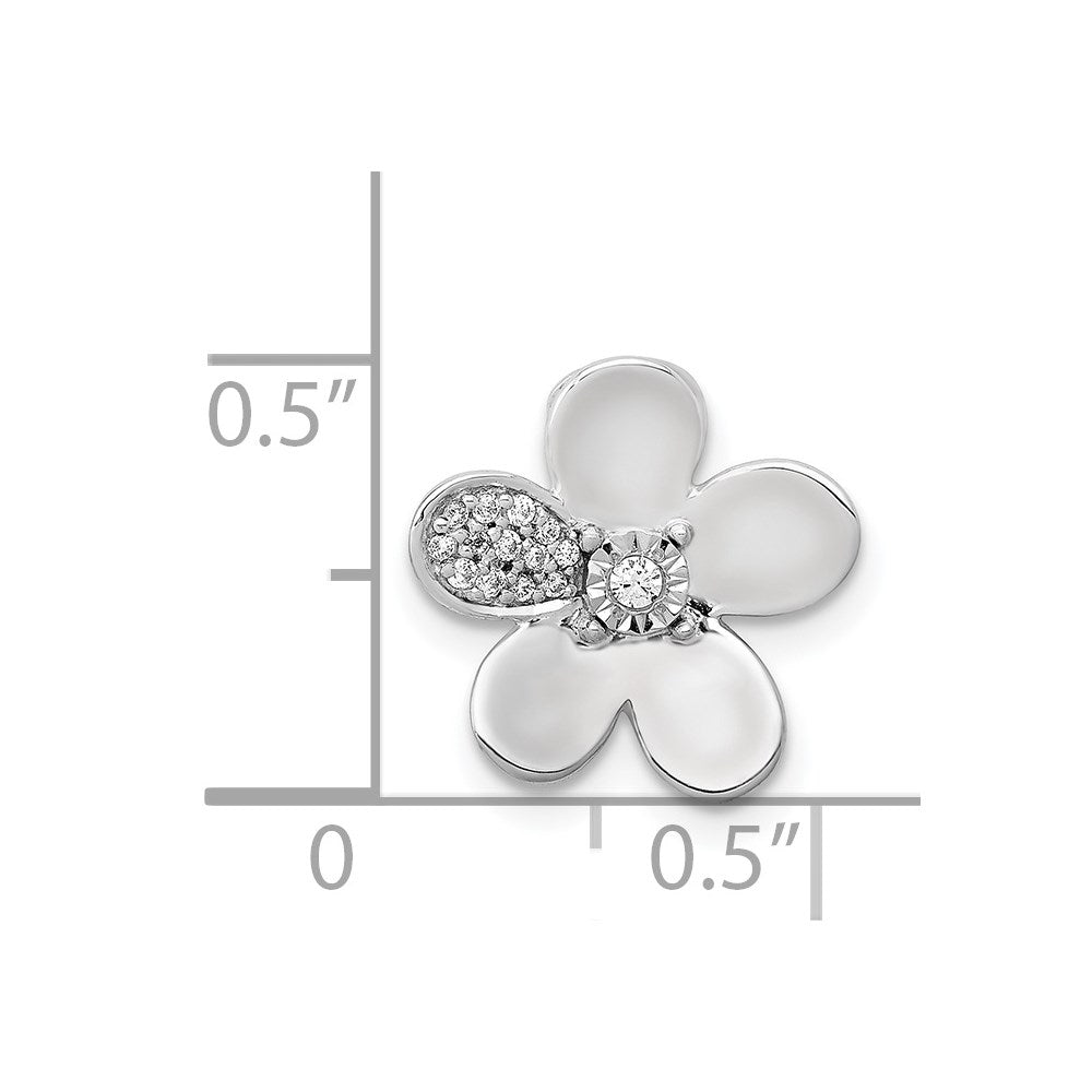 14k White Gold 1/20 carat Diamond Flower Chain Slide