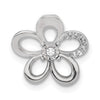 14k White Gold 1/20 carat Diamond Round Petal Flower Chain Slide