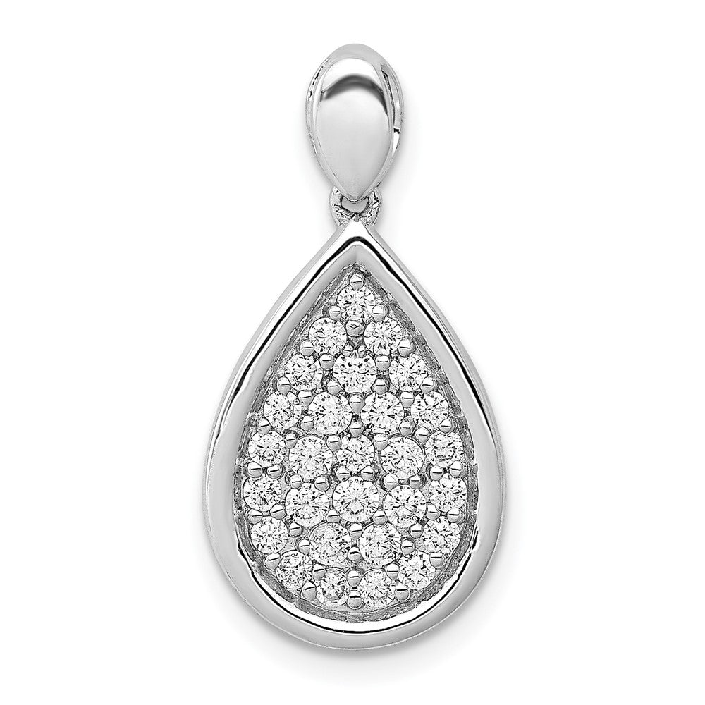 14k White Gold 1/2 carat Pave Diamond Fancy Teardrop Pendant