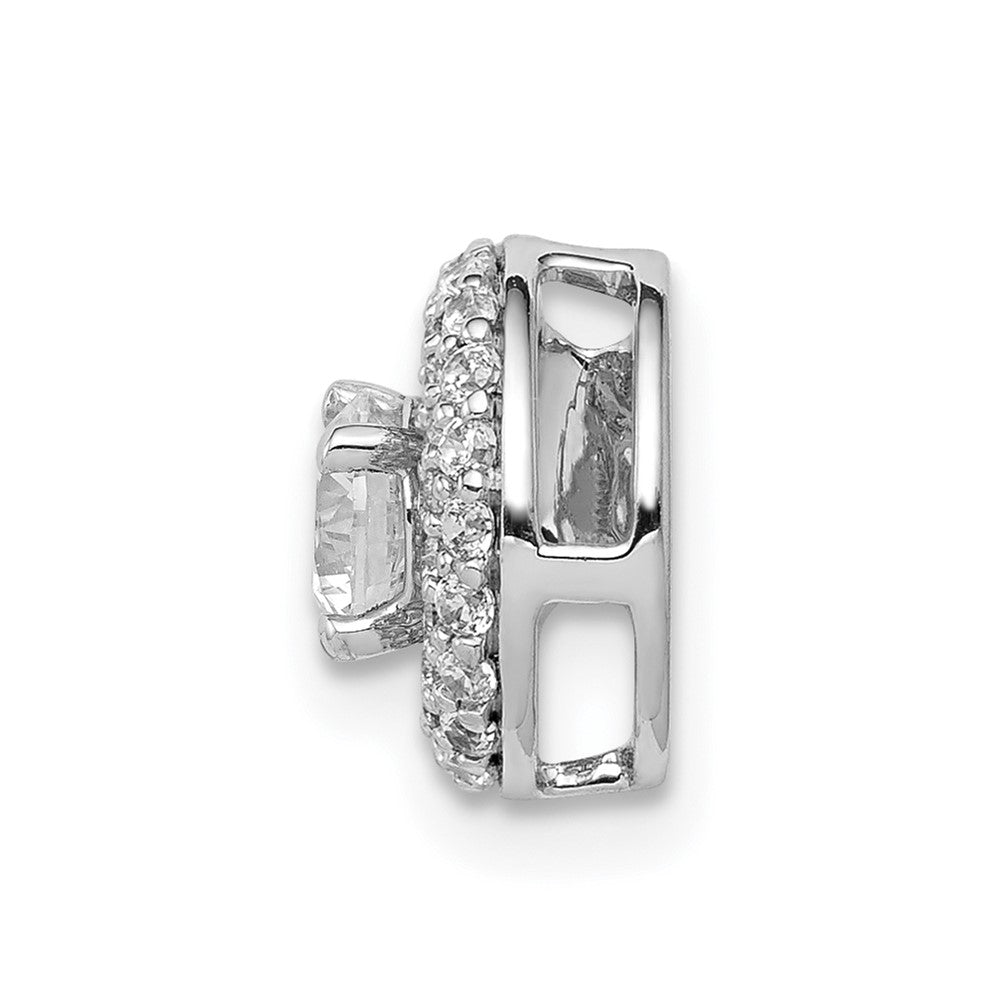 14k White Gold Holds 4.1mm Center 1/4 carat Diamond Semi-mount Halo Chain Slide