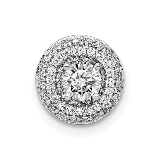 14k White Gold Holds 4.1mm Center 1/4 carat Diamond Semi-mount Halo Chain Slide