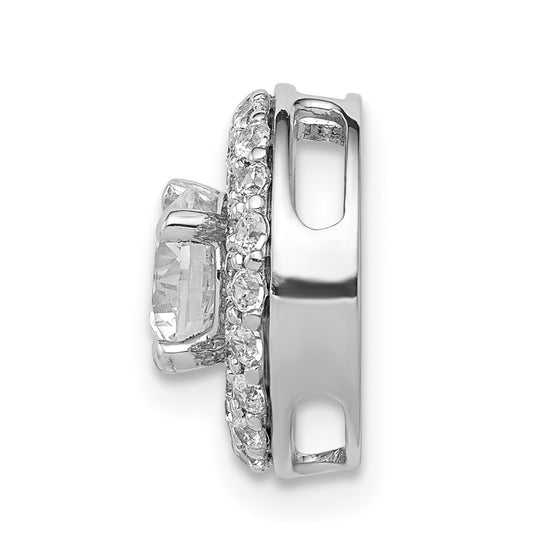 14k White Gold Holds 5.2mm Center 3/8 carat Diamond Semi-mount Halo Chain Slide