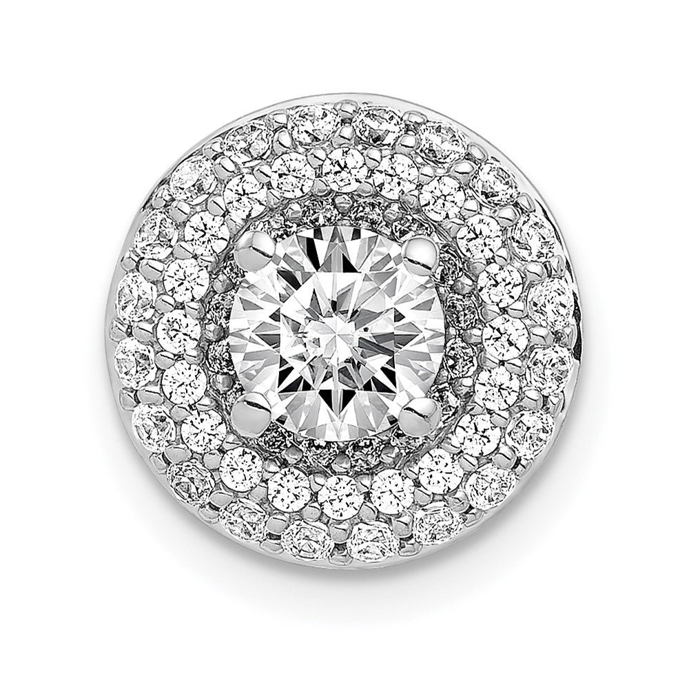 14k White Gold Holds 5.2mm Center 3/8 carat Diamond Semi-mount Halo Chain Slide