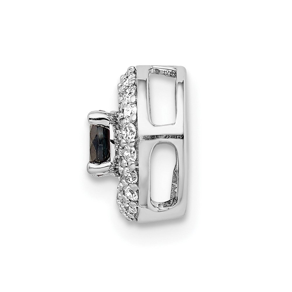14k White Gold 1/4 carat Diamond and .25 Sapphire Halo Chain Slide