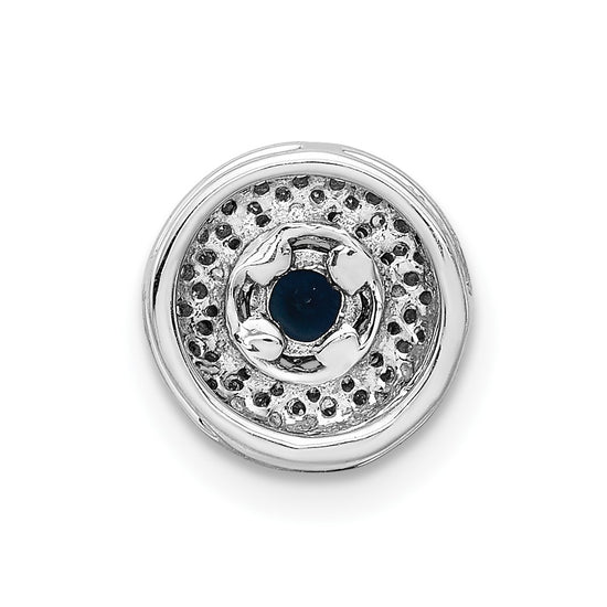 14k White Gold 1/4 carat Diamond and .25 Sapphire Halo Chain Slide